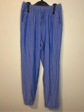 H&M Kids Cotton Jogger Pants Periwinkle Blue Crinkle Drawstring Size 10